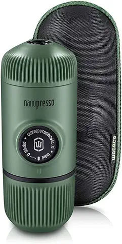 WACACO Nanopresso Máquina de Café Espresso Portátil con Protectora Nanopresso S-Case Adjunto, Actualización de la de Minipresso, Cafetera de Viaje, Operado Manualmente (Verde Musgo)  