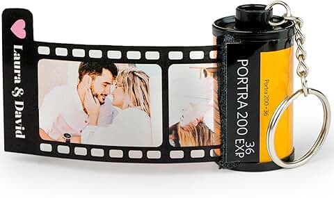 Wanapix | Llavero Carrete con Fotos | Llavero Personalizado con 10 Fotos | Llavero con Forma de Carrete Kodak con tus Fotos | Regalo Original para Hombre y Mujer  