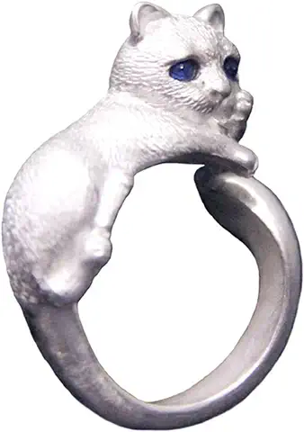 Wendalern Anillo De Gato Para Las Mujeres Las Niñas Ajustable Abierto Gatito En Forma De Anillo Encantador Ojo Azul Gato Animal Dedo Anillo Gatito Mascota Joyería De Regalo Para Los Amantes Del Gato  