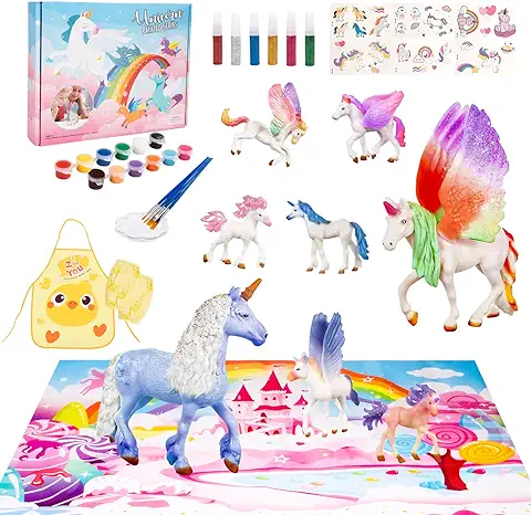 Wisplye Unicornio Figuras Pintar Juegos para Niños, Juguete Manualidades Creativo Juguete Cumpleaños Navidad Regalo para Niña 4 5 6 7 8 9 Años, con Mangas y Delantales Wisplye Unicornio Figuras Pintar Juegos para Niños, Juguete Manualidades Creativo Juguete Cumpleaños Navidad Regalo para Niña 4 5 6 7 8 9 Años, con Mangas y Delantales