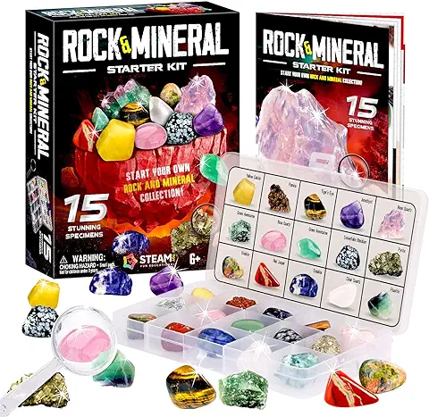 XXTOYS Kit de 15 Minerales y Piedrass Preciosas Juegos para Ninos, Caja Minerales para Niños, Regalo Científico de Mineral Natural para Niños y Niñas 6 7 8 9 10 11 12 Años XXTOYS Kit de 15 Minerales y Piedrass Preciosas Juegos para Ninos, Caja Minerales para Niños, Regalo Científico de Mineral Natural para Niños y Niñas 6 7 8 9 10 11 12 Años