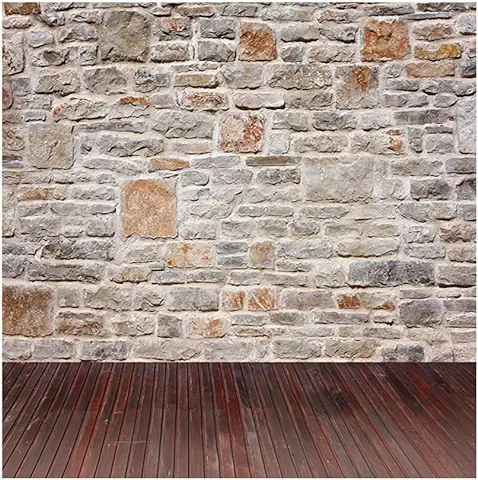 YongFoto 3x3m Vinilo Fondo de Fotografia Habitación con Muro de Piedra y Piso de Madera Pared de Ladrillo Creativa Telón de Fondo Adultos Niños Personal Portrait Studio Props  
