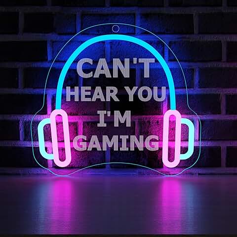 YuanDian Letrero de Neón Gamer, Can't Hear You I'm Gaming LED Luces de Neón para Decoración de Pared de sala de Juegos, Ideas de Regalo para Jugadores, Sobrino, Hombres, Adolescentes  