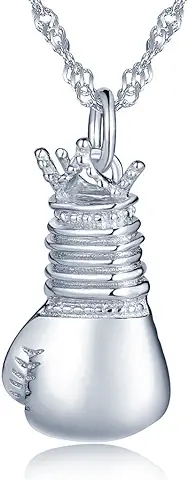Yumilok - Collar de Plata de Ley 925 Colgante Diseño de Guantes de Boxeo para Mujeres/Niñas Aficionadas al Boxeo Yumilok - Collar de Plata de Ley 925 Colgante Diseño de Guantes de Boxeo para Mujeres/Niñas Aficionadas al Boxeo