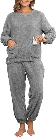 Yutdeng Pijama Mujer Invierno Polar Pijama Cálido Pijamas Forro Polar Manga Larga Camiseta y Pantalon con Bolsillos Térmica Pijama Parejas Conjunto Pijamas Dos Piezas Ropa de Dormir Yutdeng Pijama Mujer Invierno Polar Pijama Cálido Pijamas Forro Polar Manga Larga Camiseta y Pantalon con Bolsillos Térmica Pijama Parejas Conjunto Pijamas Dos Piezas Ropa de Dormir