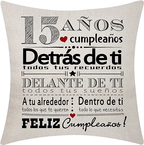 15 Cumpleaños de Regalo Fundas de Cojín para 15 Años de Edad Niñas Niños 15 Cumpleaños Feliz Cumpleaños Inspirador Cumpleaños Funda de Cojín para la Hermana Amigos Hija Hijo Nieta Nieto Hermano(15)  