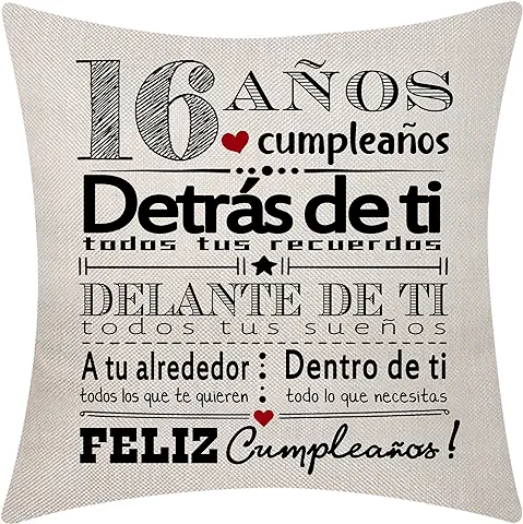 16 Cumpleaños Regalo para Chicas Chicos Fundas de Cojín para 16 Años 16 Cumpleaños Feliz Cumpleaños Inspirational Cumpleaños Funda de Cojín para Hermana Amigos Hija Hijo Nieta Nieto Hermano (16)  