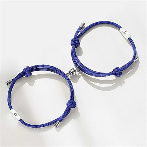 2 Unids/Set Imán De Pareja Que Se Atraen Unos A Otros, Pulsera De Pareja Creativa Con Sol Y Luna, Pulsera Para Hombres Y Mujeres, Pulsera Para Niñas, Regalo Para Amantes De La Joyería  