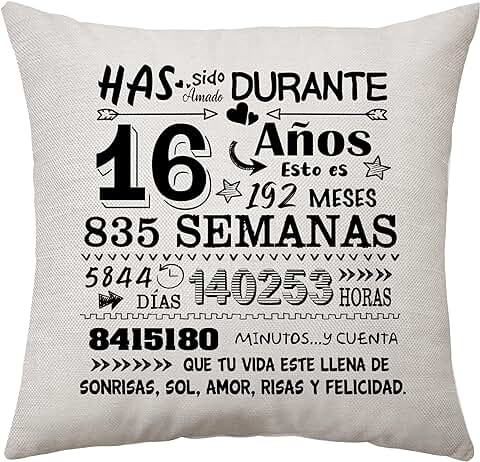 Aconesong 16 Años Regalo de Hija Hijo Sobrina Sobrino Nieta Nieto - Regalo de 16 Cumpleaños para Niños Niñas Fundas de Almohada Regalo Decorativo Keepsake Regali de 16 Años (16)  