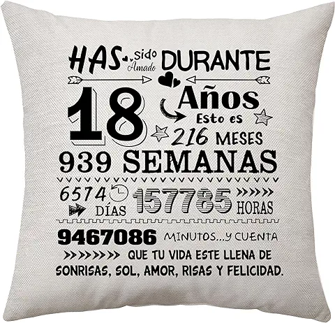 Aconesong Regalo de 18 Cumpleaños para Adolescentes Niños y Niñas Fundas de Almohada Regalo Decorativo Keepsake Regalos de 18 Años para Hijas Hijos Hermanas Hermanos Sobrinas Cumpleaños Regali (18)  