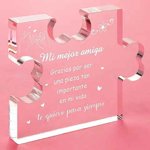 Adorno De Acrílico Con Forma De Puzzle Para Amiga – Regalo Original Para Cumpleaños, San Valentín O Navidad – 11.5x11x2 Cm