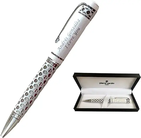 Bolígrafo Fashion Pierre Cardín Personalizado, Metal en Blanco o Negro para Regalo (Blanco)  