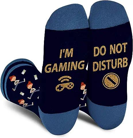 Calcetines Hombre Divertidos - Do Not Disturb I'M Gaming Personalizados Originales Dibujos Estampados Graciosos Frikis Colores Algodon Calcetines - Regalos Navidad Originales para Adolescentes  