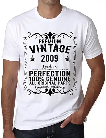 Camiseta para Hombre Todas Las Piezas Originales Envejecidas A La Perfección 2009 – All Original Parts Aged to Perfection 2009 – Regalo Diseño Gráfico 15 Años Cumpleaños Aniversario Moda Año 2009  