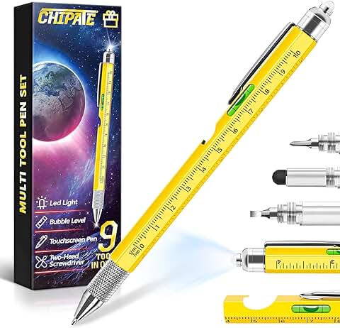 Chipate Regalos Originales para Hombre, Bolígrafo Multifuncion 9 en 1 - Regalos para Hombre, Regalos San Valentin Hombre, Regalo Dia del Padre, Gadgets Tecnologicos Regalos para Hombre, Regalos Hombre  