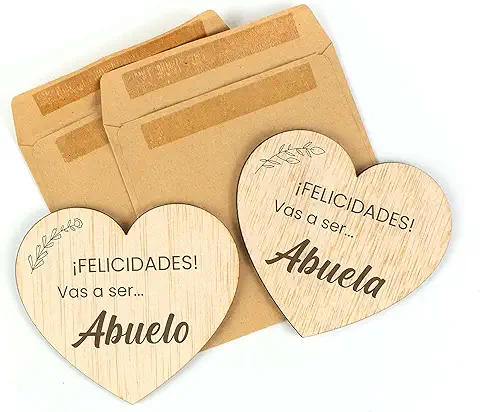 CONTRAXT Tarjetas Anunciar Embarazo Madera. Vais a ser Abuelos, Anuncio Sorpresa, Ideas Regalos Originales para Abuelos Primerizos  