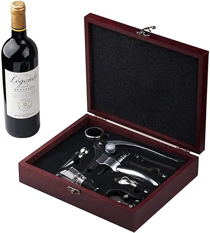 Cooko Abridor de Vino, Abrebotellas Sacacorchos, Set de Accesorios para Vino, 9 Piezas con Caja Regalo  