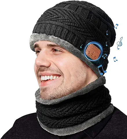 COTOP Gorro de Invierno Bluetooth 5.0, Regalos Originales de Navidad, Gorro Bluetooth Tejido Musical para Hombres y Mujeres con Bufanda, Regalos de Cumpleaños para Amigos, Familias  