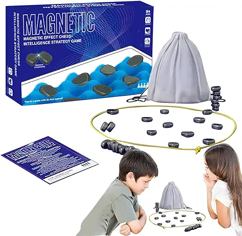 DONGZQAN Ajedrez Magnetico, Juego de Mesa de Piedra Magnética, Magnetic Chess Game, Juego Imanes Cuerda, Tablero de Piedra Magnético Portátil, Suministros  