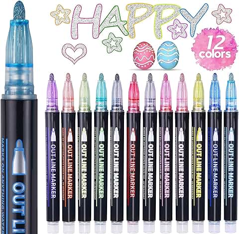 ECtury Rotuladores Purpurina, Regalo Niña 4-12 Años, 12 Colores Rotuladores Lettering Metalicos, Regalo Niña 10 Años, Rotuladores Magicos Doble Línea para Pintar, Scrapbooking, Manualidades Niños ECtury Rotuladores Purpurina, Regalo Niña 4-12 Años, 12 Colores Rotuladores Lettering Metalicos, Regalo Niña 10 Años, Rotuladores Magicos Doble Línea para Pintar, Scrapbooking, Manualidades Niños