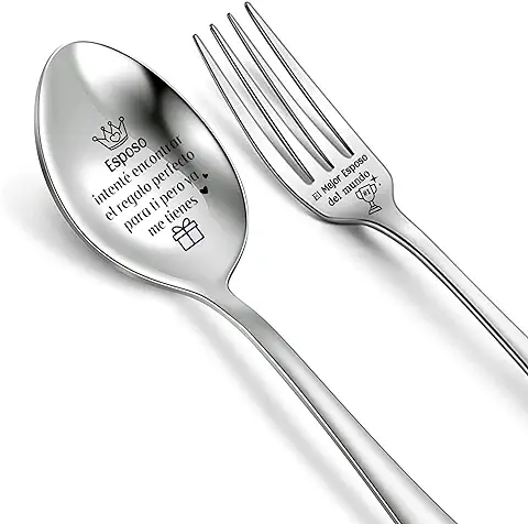 Esposo Juego De Tenedor y Cuchara Sopa De Marido Regalo Cumpleaños Inspirador Café Cena Cucharas Helado Postre Pastel Tenedores San Valentín Regalo Cuchara De Navidad Aniversario Boda Citas De Amor  