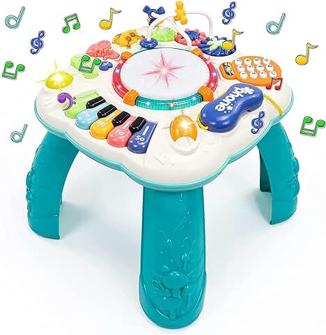 Fajiabao Mesa Actividades Bebe - Juguetes Niños 1 año Juguetes Bebe Educativos Bebes Instrumentos Musicales con Sonidos y Luces Navidad Regalos para Niños Niñas 1 2 3 Años  