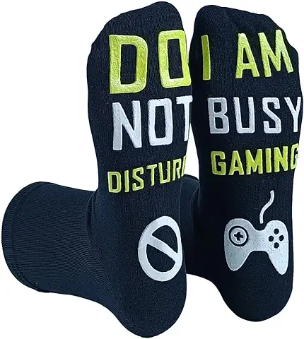 FGFD&OU Calcetines Mujer y Hombre de Algodón Calcetines Divertidos Casual Unisexo Calcetines con Antideslizantes 'DO NOT DISTURB, I AM BUSY GAMING', Regalo para Navidad, Familias y Amigo  