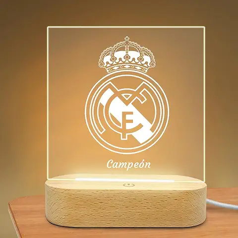 FUSIYU Lampara Personalizada 3D del Real Madrid Barcelona Betis, Futbol Lampara Personalizada, Futbolistas Originales fc Regalo Cumpleaños Niño Adolescente Mesa de Noche Luz Infantil  