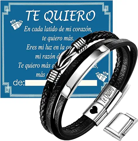 Gkmamrg Regalos para Hombres, Marido, Amigo, Navidad Regalos, con Grabado Te Quiero, Aniversario de Boda, Regalo de Cumpleaños, Regalo de amor para Hombres, 22.5cm, Cuero  