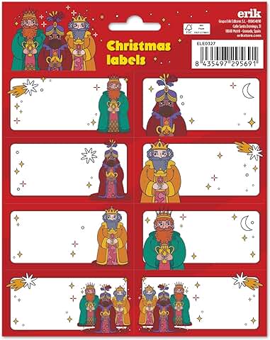 Grupo Erik Etiquetas Adhesivas Navidad Día de Reyes - Etiquetas Regalo Navidad / 16 Etiquetas Navidad - Etiquetas Regalo - Pegatinas Navidad Regalos  