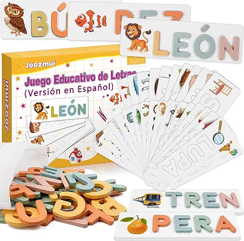 Joozmui Juguetes Niños 3 4 5 6 7 8 Años, Juegos Educativos Niños 3-8 Años Regalo Niña 3-8 Años Juegos para Niños Juguetes Niña Aprender a Leer Juguetes Montessori Scrabble Español  