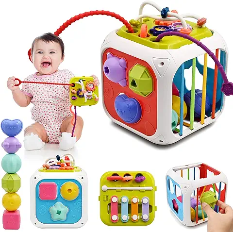 Juguetes Niños 1 2 Año, 7 in 1 Montessori Sensoriales Educativos Juguete para Bebe 6-12 18 Meses Cubo de Actividades Juguetes Clasificador de Formas para 1 2 3 Años Regalo de Cumpleaños Navidad  