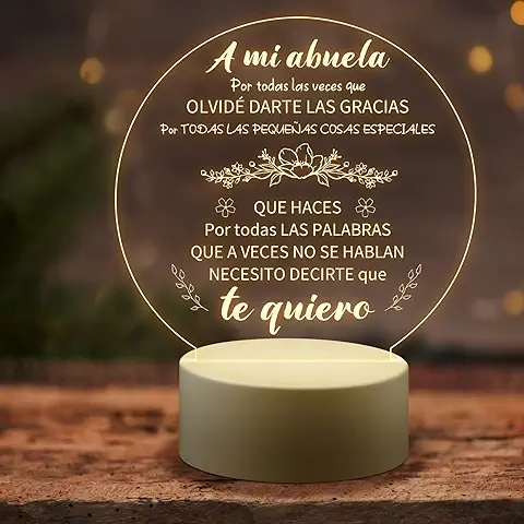 KAAYEE Regalos para Abuela Navidad, Luz Nocturna Acrílica Grabada Regalo Abuela Cumpleaños, Regalos Dia de la Abuela Desde Nietos y Nietas, Regalos Abuela Navideños Acción de Gracias (Abuela)  