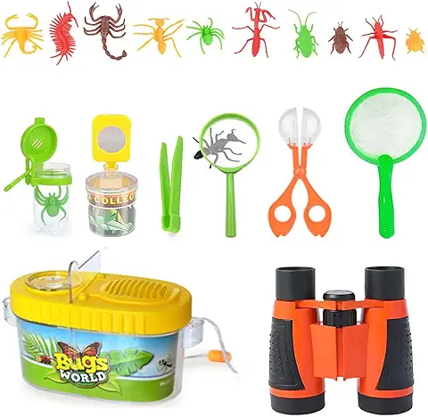 Kit Explorador para Niños,18 Piezas Juguetes de Exploración con Binoculares, Aire Libre para Niños Juguetes,Juguetes Niños Educativos Regalo de Cumpleaños (Juego de Explorador)  