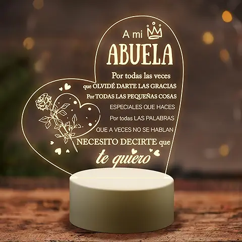 Led Light (Abuela) Regalo Abuela, Regalo Abuela Cumpleaños, Luz Nocturna Acrílica Grabada,Regalos Abuela Navideños Acción de Gracias  