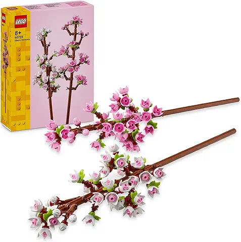 LEGO Creator Flores de Cerezo, Flores Artificiales de Decoración para Habitación y Accesorio para Escritorio, Ramo de Flores para Exponer, Regalo de Flores para Niñas y Niños de 8 Años o Más 40725  