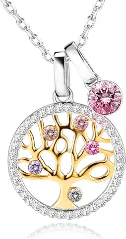 LEKANI Collares Plata Árbol de la Vida Colgante Cristales de Austriacos, Joyas para San Valentin, Regalos Originales para Mujer, Abuela, Dia de la Madre  