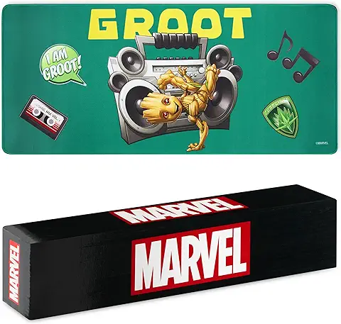 Marvel Alfombrilla Ratón XXL de 80 x 36 cm Avangers - Protector Escritorio Groot Spiderman, Ordenador y Teclado - Regalos para Hombre, Cumpleaños, Navidad (Verde Groot)  