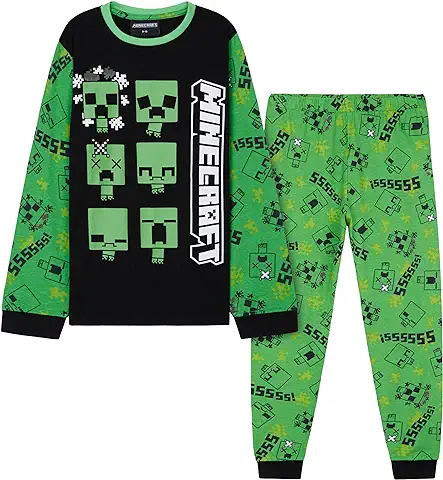 Minecraft Pijama Conjunto de 2 Piezas, Pantalón y Camiseta para Niños 7-14 Años, Regalos Niño Navidad  