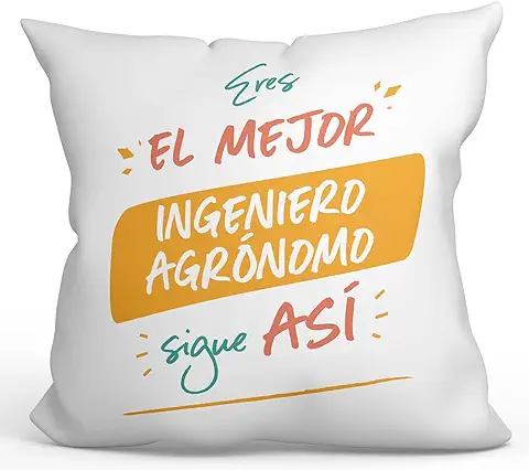MUGFFINS Cojín 40x40 cm para Ingeniero AGRÓNOMO Hombre Relleno Incluído - En Español - Eres el Mejor Sigue Así! - Regalo Original y Divertido  