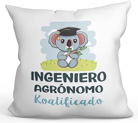 MUGFFINS Cojín 40x40 cm para Ingeniero AGRÓNOMO Hombre Relleno Incluído - En Español - Koalificado/koalificada - Regalo Original y Divertido  