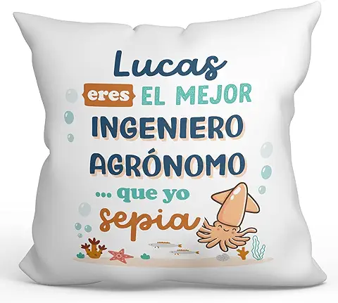 MUGFFINS Cojín Personalizable 40x40 cm para Ingeniero AGRÓNOMO Hombre Relleno Incluído - En Español - Mejor Que yo Sepia - Regalo Original y Divertido  