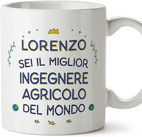 MUGFFINS Tazas Personalizadas para INGENIERO AGRÓNOMO Hombre - En Italiano - Migliore del Mondo - 11 oz / 330 ml - Regalo Personalizable Original y Divertido  