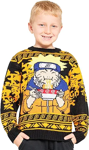 Naruto Jersey Navideño Niños Anime - Suéter Oficial Navideños, Tallas 9 a 16 Años - Regalos Sudadera NiñoV  