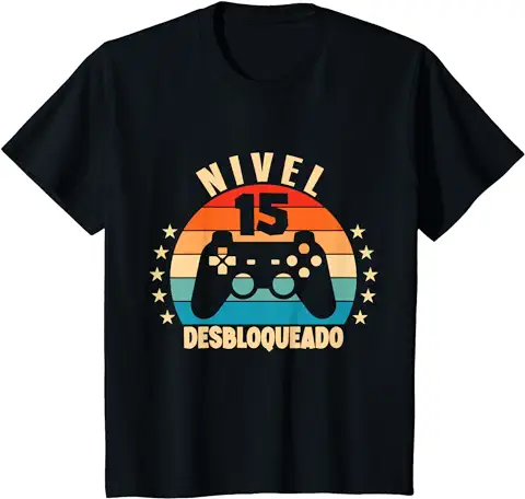 Nivel 15 Desbloqueado Gamer 15 Años 2007 Divertido Chico Camiseta  