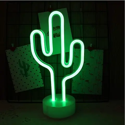 NIWWIN Letrero de luz de Neón LED Decoración de Pared Luz de Noche USB/Neón con Pilas para Navidad Regalo de Cumpleaños Fiesta Niños Sala de Estar Decoración de boda (Cactus)  