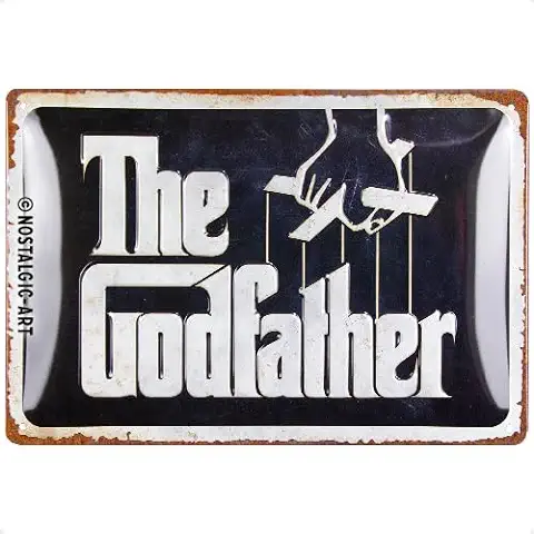 Nostalgic-Art Cartel Metálico Retro, 20 x 30 cm, Godfather – Logo – Idea de Regalo para Amantes del Cine, de Metal, Diseño Vintage  