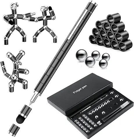 OSDUE 56 PCS Negro Bolígrafo Magnético, Bolígrafo de Regalo con caja de Regalo Negra, Juguete Antiestrés, Juguetes Magnéticos, Ideal para Hombres, Mujeres, Niños y Adolescentes  