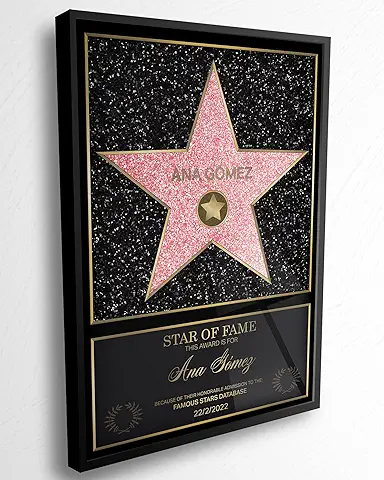 Panorama Cuadro Personalizado Estrella Hollywood Decoracion 21x30 cm en Metacrilato Enmarcado - La Fama - Regalos Originales  