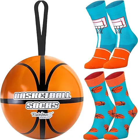 Rainbow Socks - Calcetines de Baloncesto - Regalo Original, Gadget de Baloncesto para Jugador de Baloncesto, Aficionado al Baloncesto, liga NBA, Entrenador de Equipo, Deportes - 2 Pares  